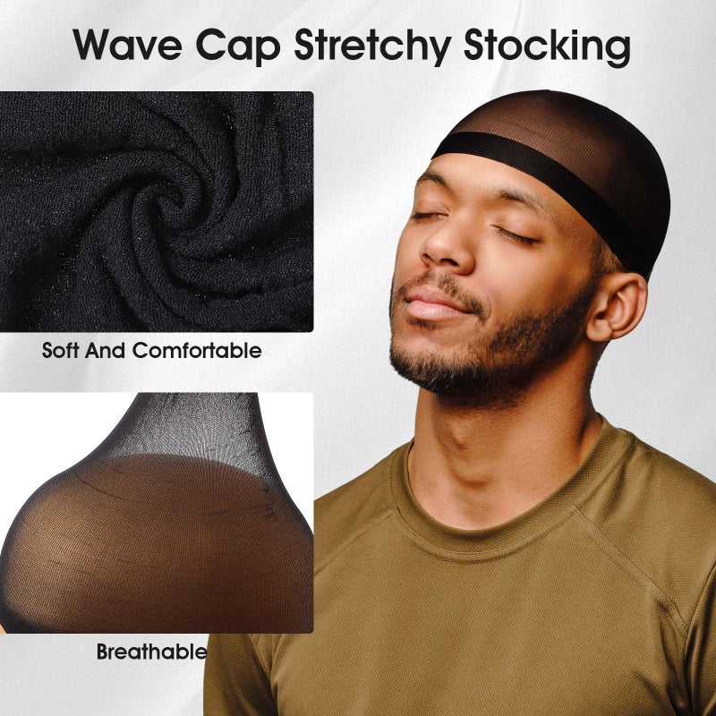 Yolev 30pcs Wave Cap for Men Black Stocking Caps for Men Non-Slip High Elastic Black Stocking Cap for Women Adult Lightweight Breathable Wig Caps for All Hair - Image 3